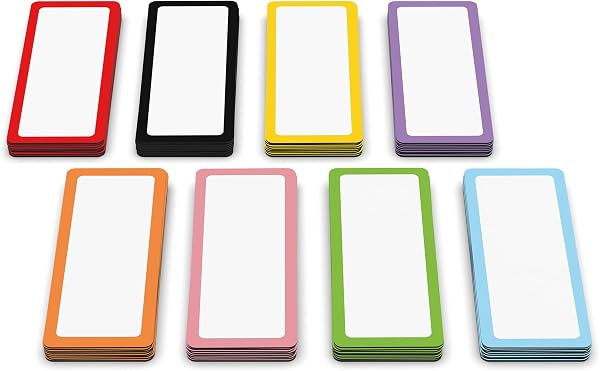Dry Erase Magnetic Labels 2.8 x 1.2 in, Pattern Borders, Dry Erase Magnets, 60-Pack, White Erasable Write-On All-Purpose