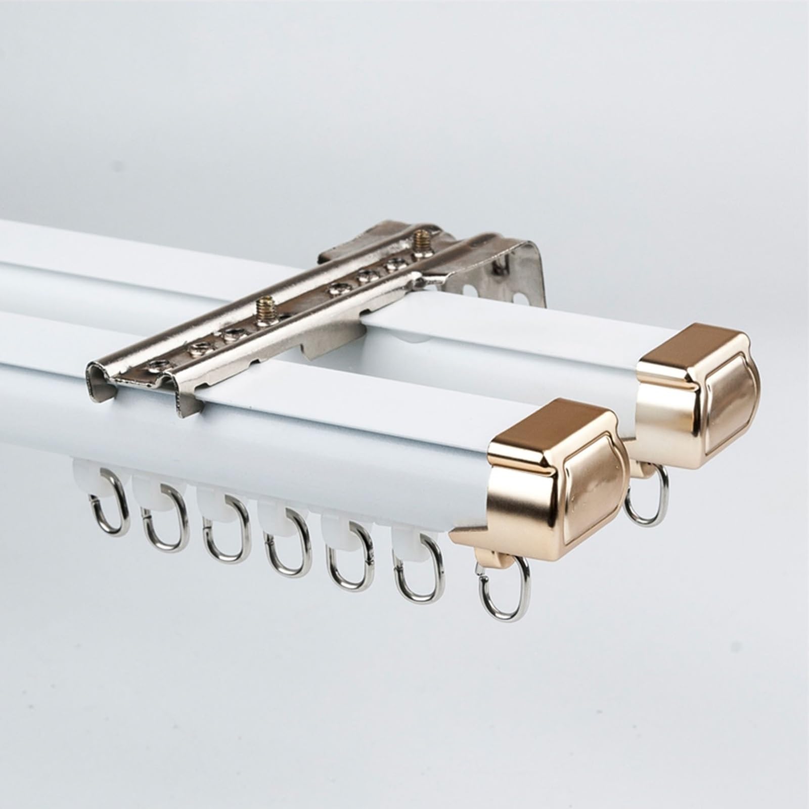 Binario per Tende Doppio per Montaggio a Soffitto o Parete, Binario per Tende Scorrevole in Alluminio con Hardware di Installazione