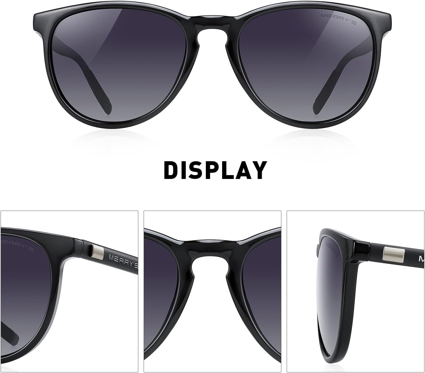 MERRY'S Polarized Sunglasses for Women Men Vintage Retro Classic Round Frame Aluminum Legs S8288 - Image 3