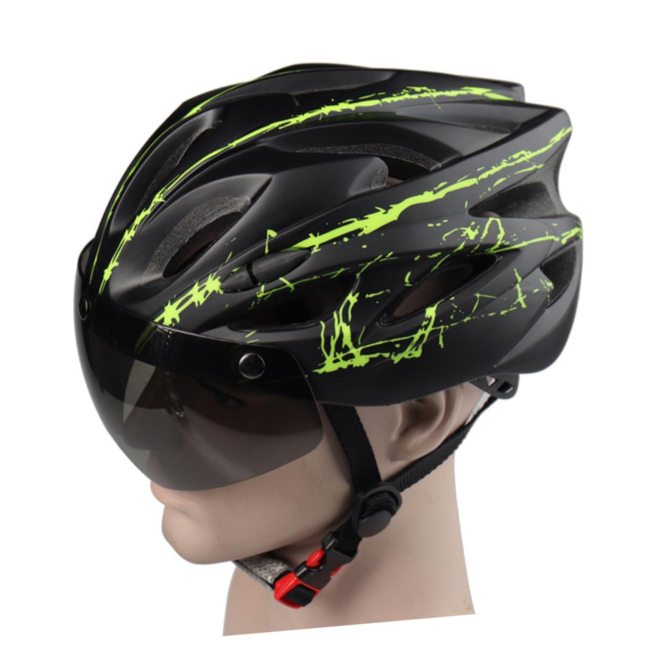 Casco da Bici con Occhiali Magnetici, Nero, Leggero e Traspirante | Pc, Design Protettivo, per Running e Riding, Stile Moderno per Uomo e Donna