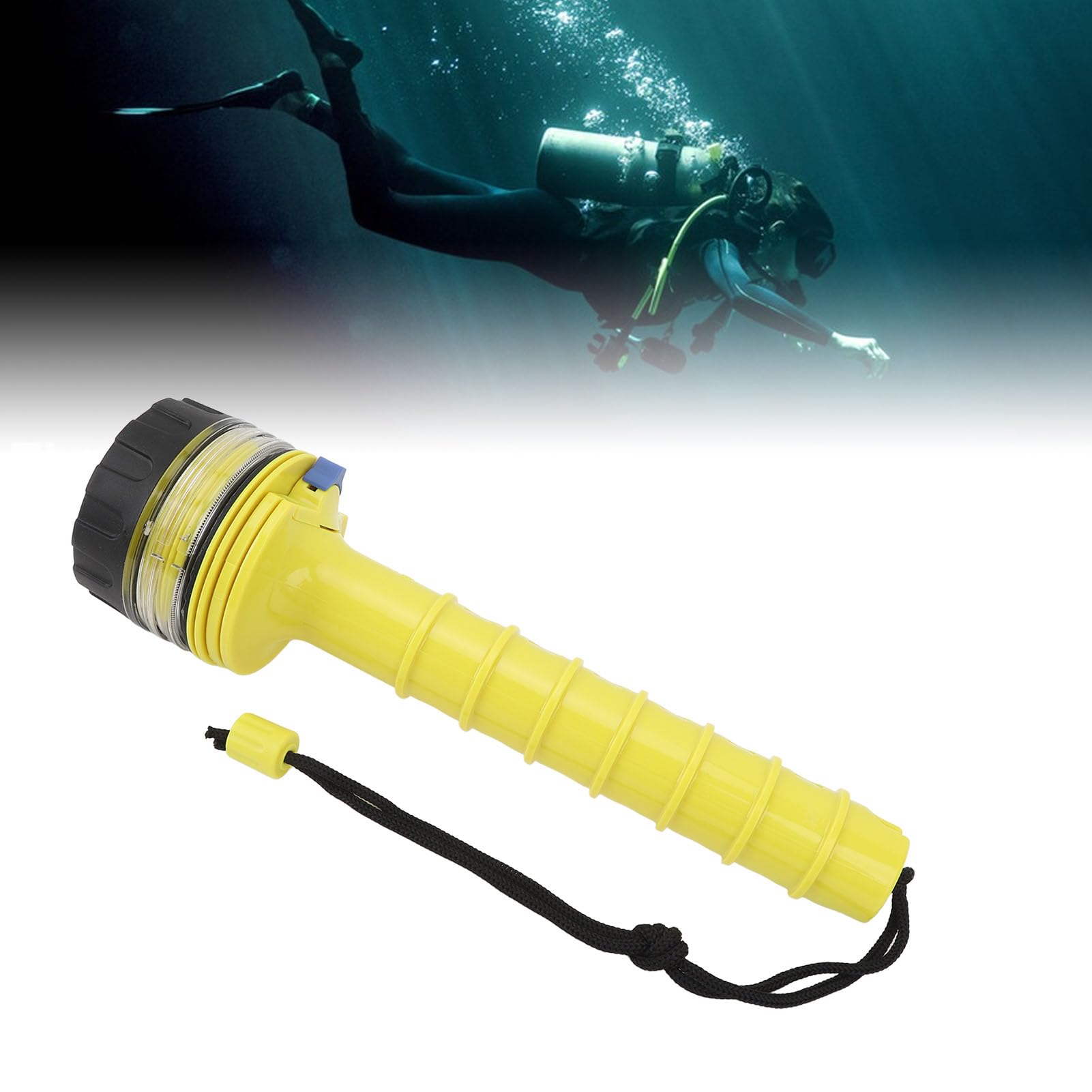 Torcia subacquea antiscivolo impermeabile LED torcia subacquea per il campeggio subacqueo giallo