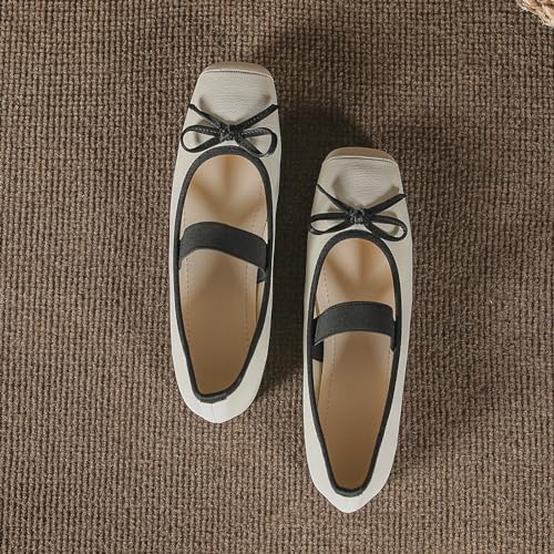 JiangWei Shu Soft Ballet Flats Square Toe Womens Slip On Elegant Mary Jane Shoes3