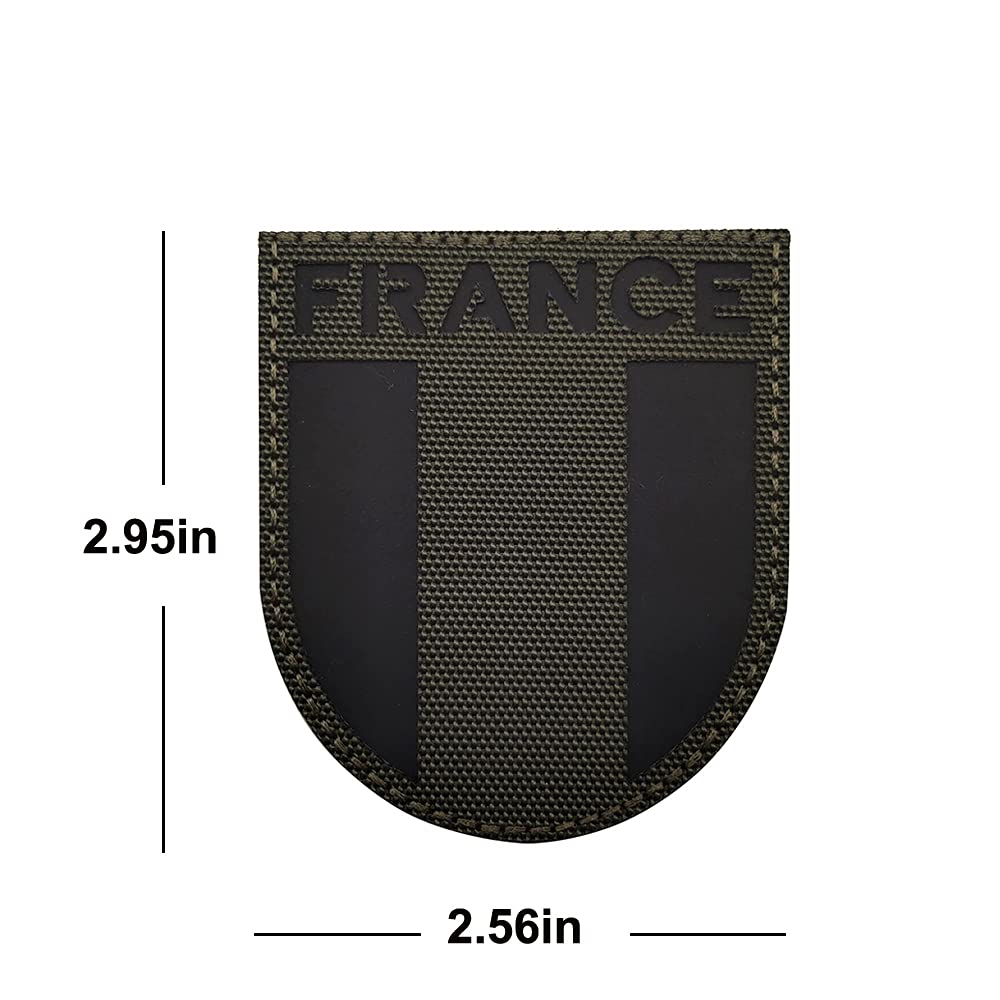 Patch Infrarouge Réfléchissant France - Militaire France Scratch Drapeau Sac, Brodé Camouflage 9x5 Cm Pour Sac à Dos/Uniforme, Écusson Armée Française (Reflex