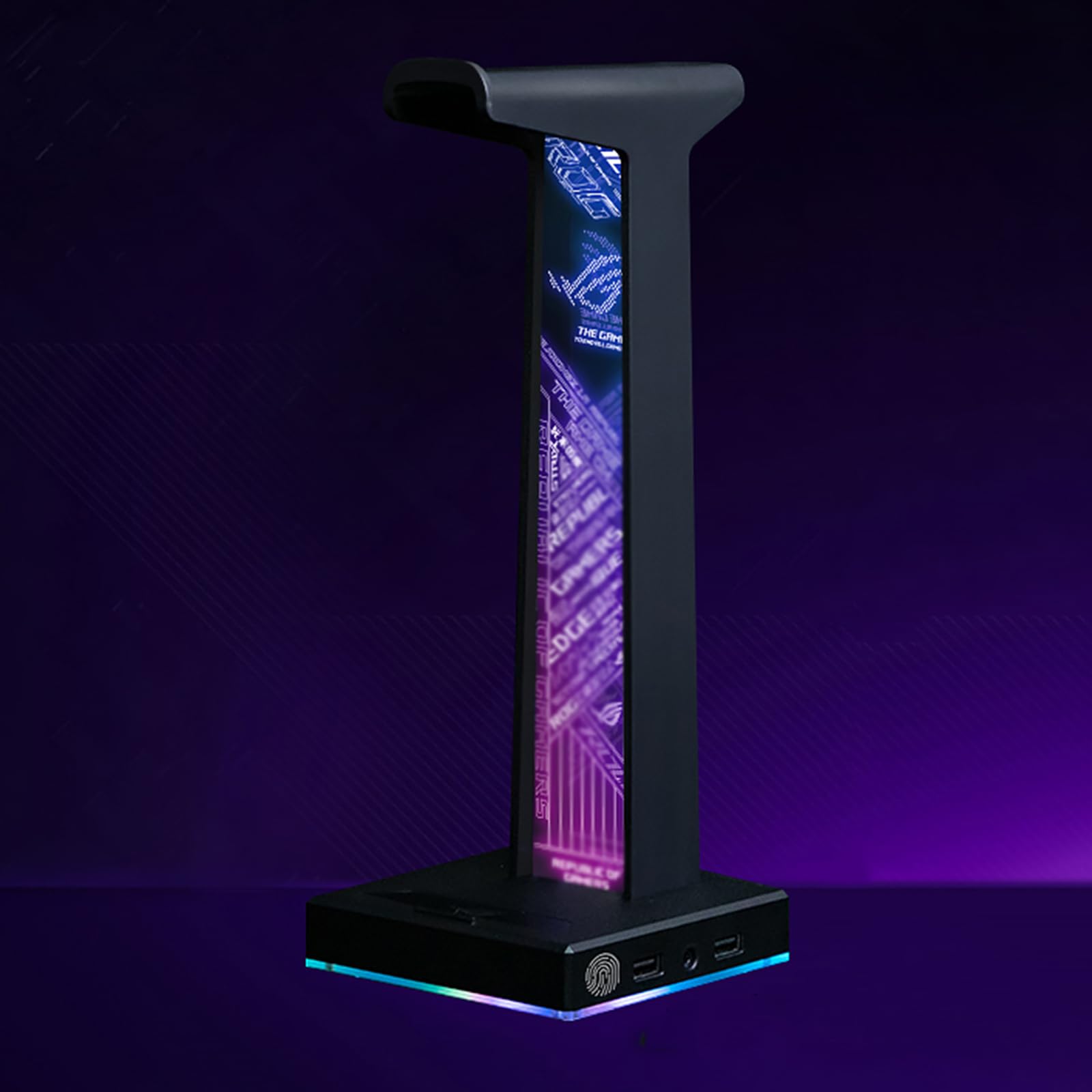Soporte Acrílico para Auriculares Gaming, RGB, con 2 Puertos USB Y Conector De Audio De 3.5 Mm, 10 Modos De Luz, Accesorios para Videojuegos, Compatible con Todo Tipo De Auriculares.