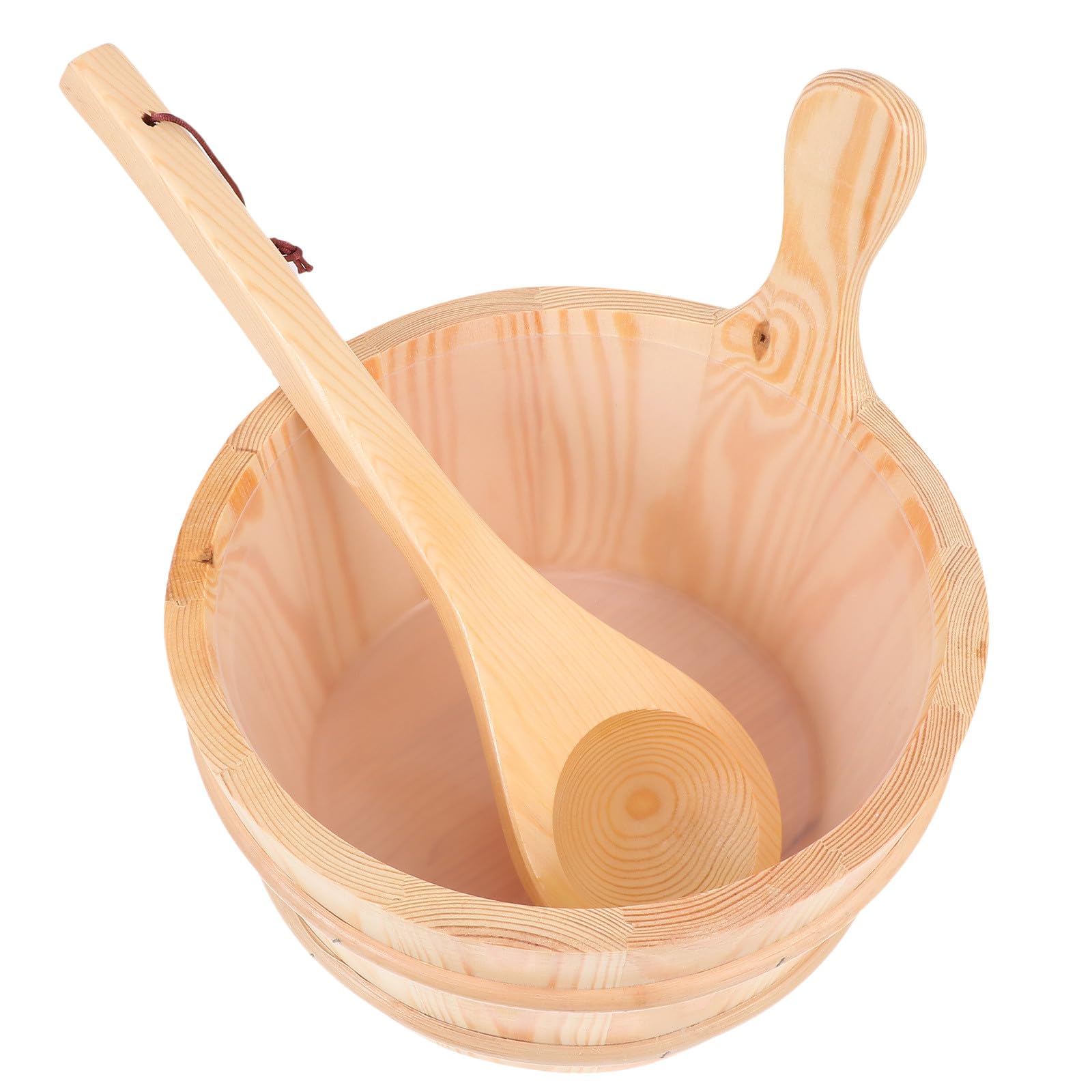 GALPADA Holzfass Sauna Eimer mit Löffel 2 Stück für Sauna Schwimmbad und Wellnessbereich mit Integriertem Wasserbehälter und Innentank