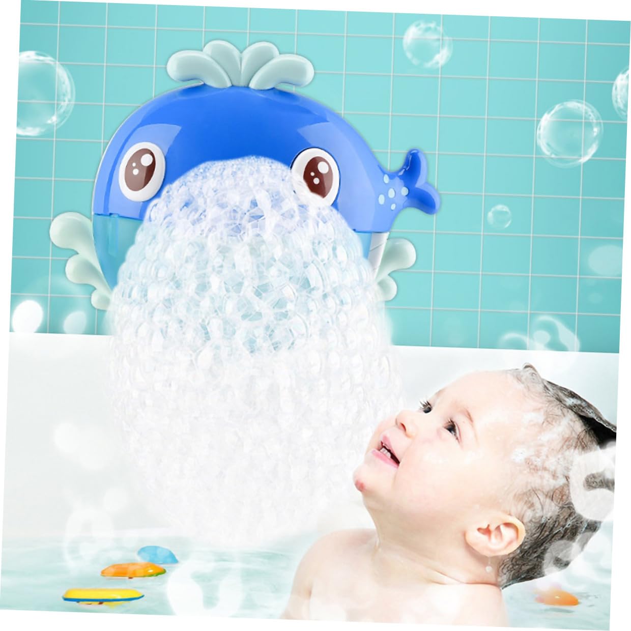 Máquina de Burbujas para Baño Infantil Forma de Ballena, Juguete de Baño de Plástico Seguro, sin Batería, Adecuado Bebés, Control Sencillo y Diseño Compacto para Diversión