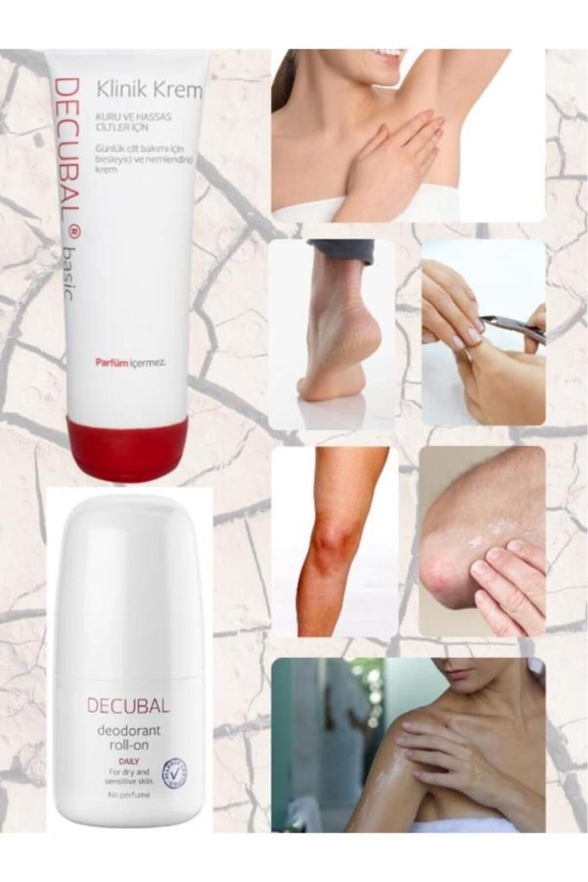 Decubal Kuru ve Çok Kuru Ciltler için Klinik Nemlendirici Krem 250 gr ve Roll-On 50 ml