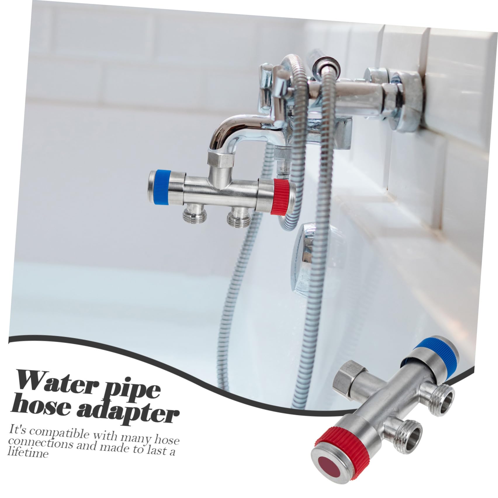 Adaptador de agua divisor de manguera para lavadora, acero inoxidable, resistente a la corrosión, diseño de alta presión, grifo fuerte y conexión de manguera
