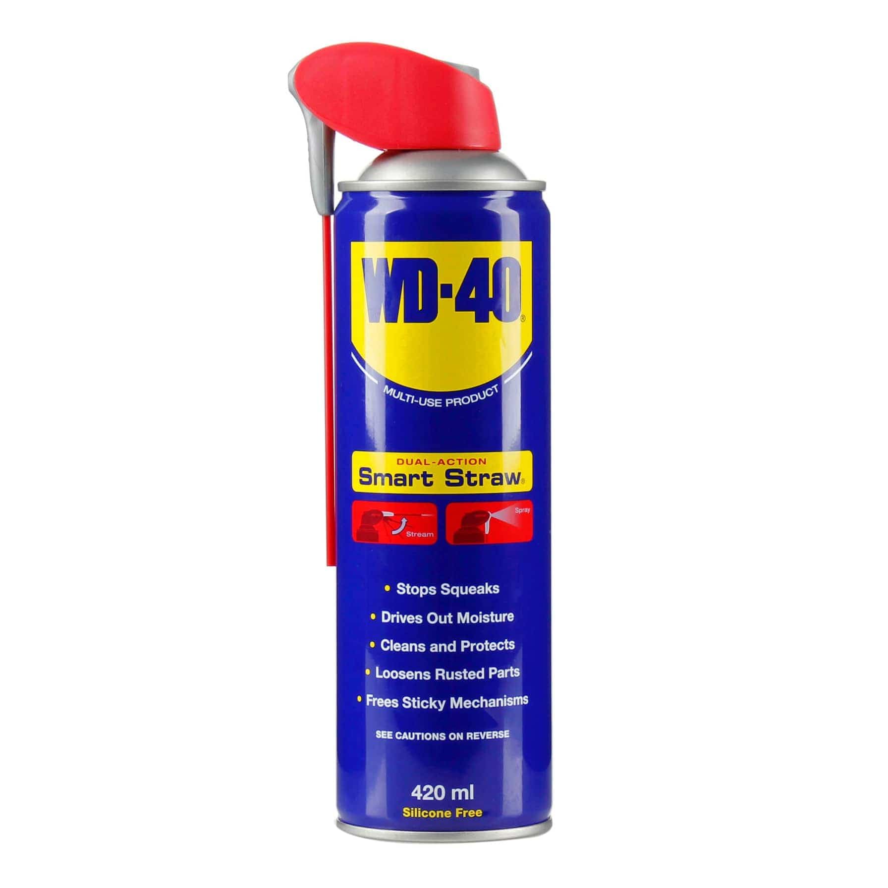 WD-40 Multipurpose Spray, Rust Remover, Cleans Bike Chains, Hinge Lubricant, Loosens Jammed Parts, Degreaser, and Cleaning Agent, 420ml (341g)