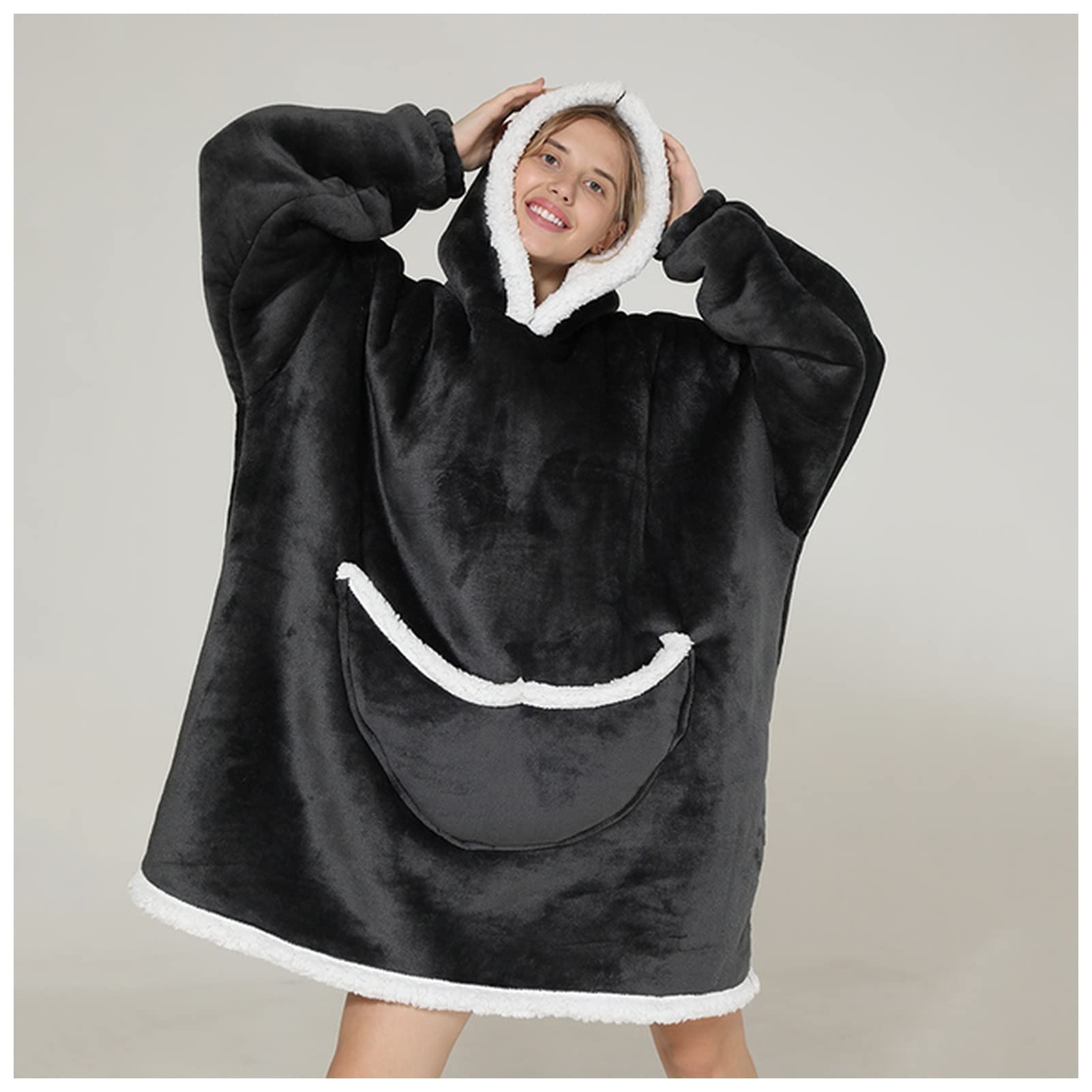 Oversized deken hoodie, draagbaar deken sweatshirt voor vrouwen en mannen, Sherpa FLeece gigantische capuchon trui met zak, Avocado, XL/4XL