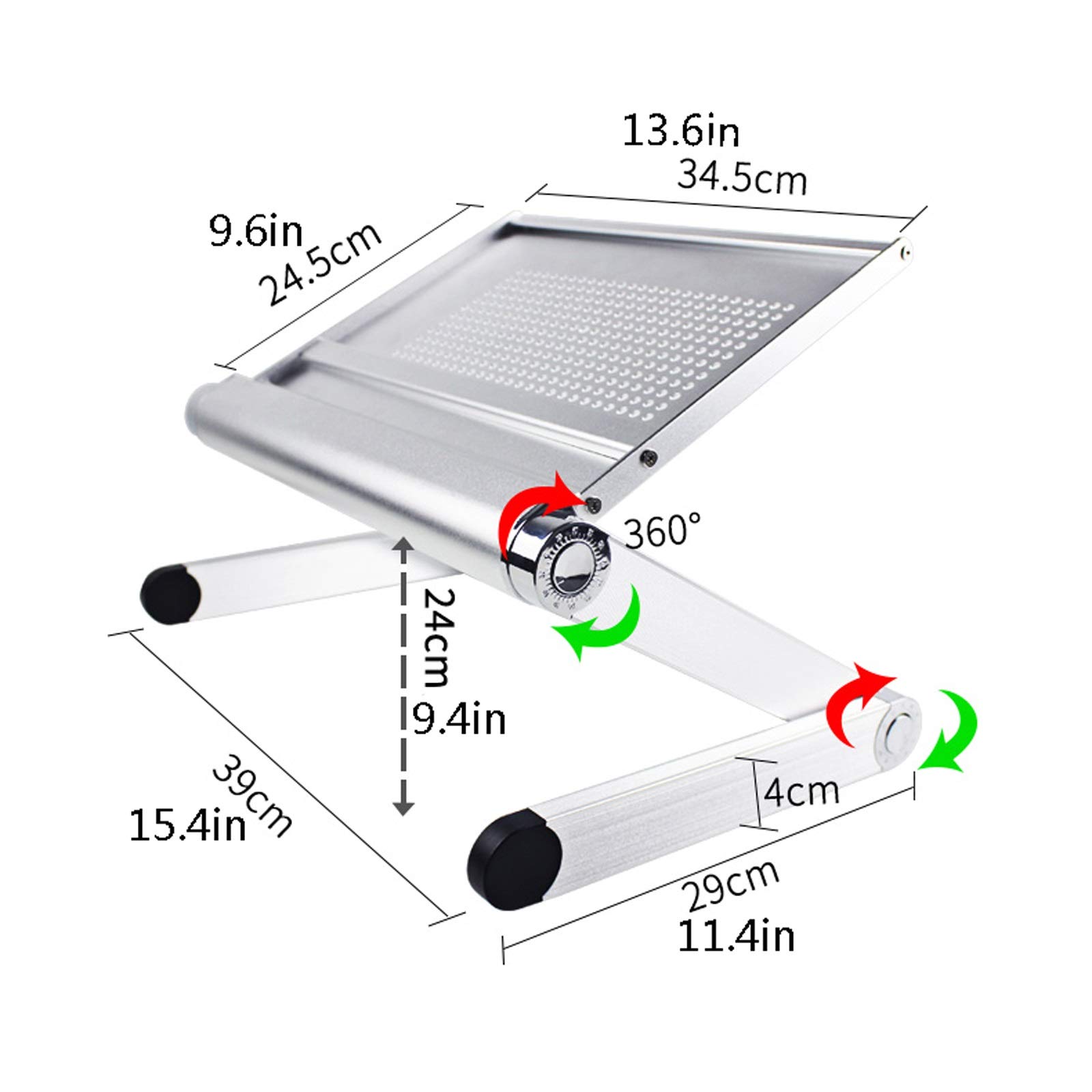 Supporto multifunzione per proiettore, supporto da scrivania per laptop - Supporto regolabile per laptop, supporto di raffreddamento - Supporto per proiettore in alluminio per scrivania, argento per