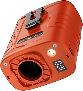 KIBEE Portable Waist Fan with LED Light - 5 Speeds 12500RPM Strong Airflow, Personal Clip Belt Fan [Max 29H Working Time], Hands-Free Neck Fan, Wearable Fan for Outdoor/Hiking/Jobsite/Farms - Orange