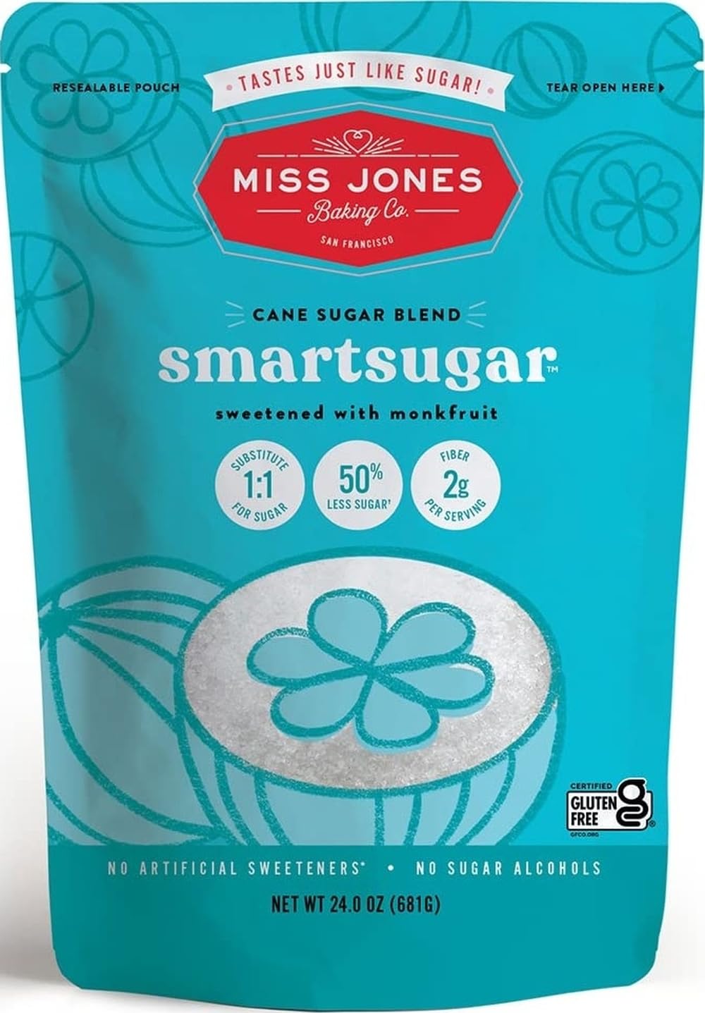 sugar  Miss Jones Baking SmartSugar - Cane Sugar Blend Sweetened with