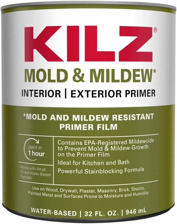 Mildew Resistant Primer Sealer & Stain Repellent for Interior & Exterior Use, 1 Quart