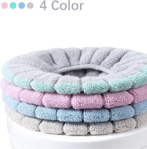 Miniatura 4 de 4 almohadillas suaves para asiento de inodoro, más gruesas, más cálidas, elásticas, lavables, se adaptan a todos los asientos de inodoro ovalados