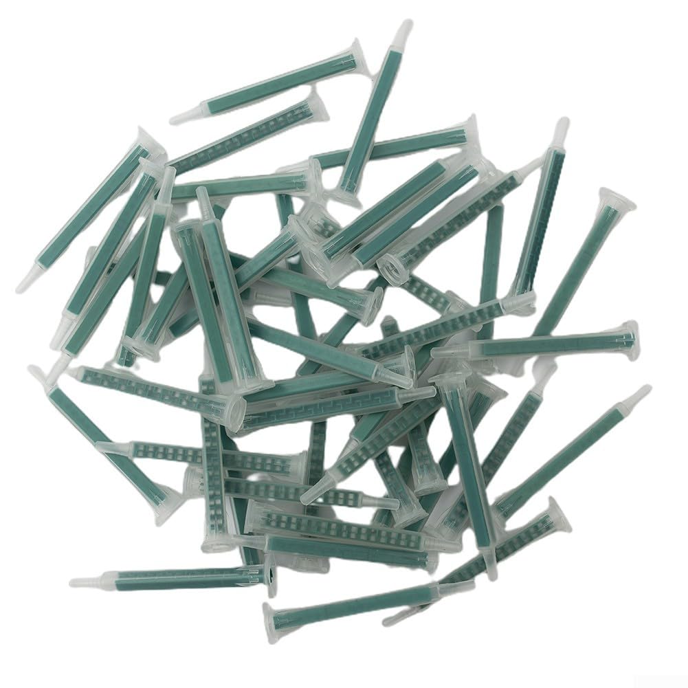Lot de 50 buses mélangeuses statiques 2K AB de 83 mm de long avec 5,3 mm de diamètre intérieur et design à 16 nœuds, embouts de mélange autocollants pour cartouches à double composant pour seringues