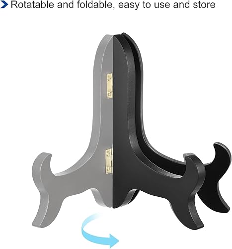 Miniatura 4 de uxcell 2pcs 5" soporte de placa de caballete, soporte de exhibición plegable de madera negro para marco de imagen decorativo
