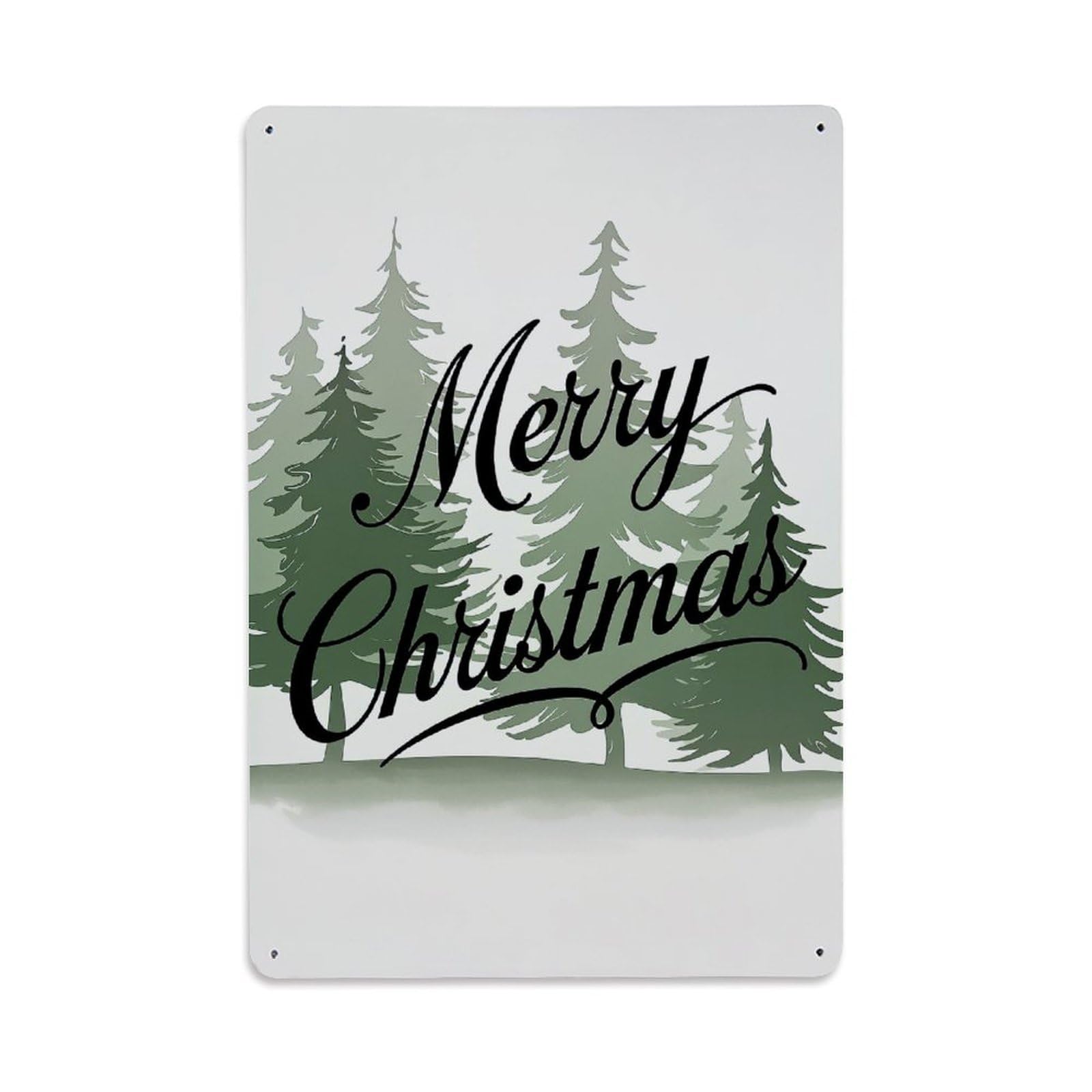 Merry Christmas Pine Trees Winter Retro Metal Tin Sign, Vintage Decor Art Poster for Bar, Home, Man Cave, Kitchen, Laundry Room Gift 8x12Inch