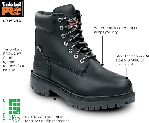 Miniatura 7 de Timberland PRO 6IN Direct Attach MaxTRAX - Botas de trabajo antideslizantes con punta de acero para hombre