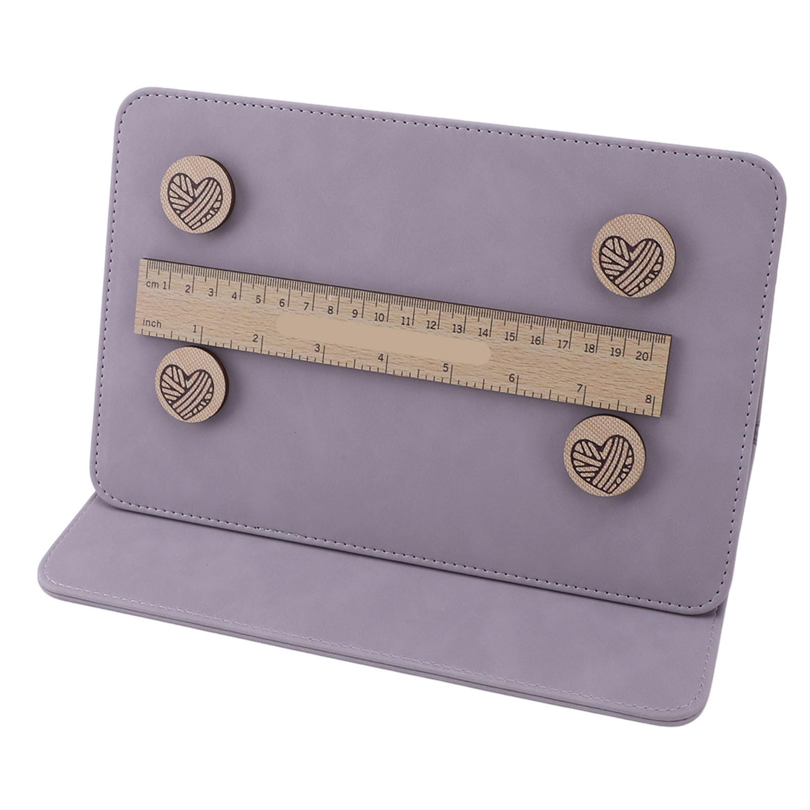 Porta grafico per lavorare a maglia, pieghevole all'uncinetto, strisce magnetiche in gomma su entrambi i lati con dischi circolari e righello, accessori per aghi portatili per uso domestico (viola)