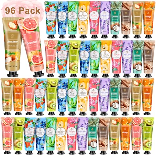 LFENYIGI 96 Pack Hand Cream Gifts Set For Women, Bulk Hand Lotion Travel Size for Dry Cracked Hands, Mini Hand Lotion Bulk for Christmas Stocking Stuffers Party Favors & Baby Shower Favors For Guests