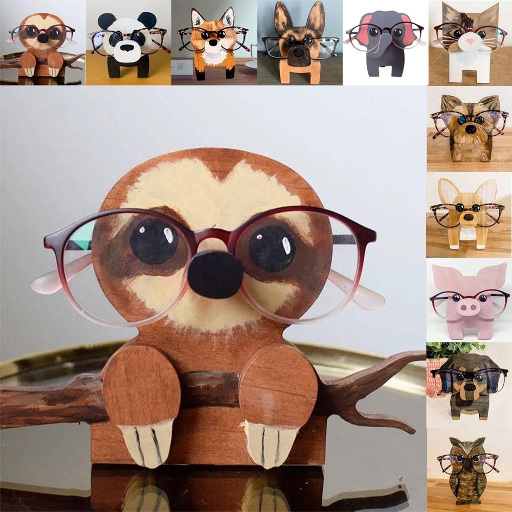 Handmade Wooden Animal Glasses Holder - Sloth Shape Eyeglass Display Stand - View #5