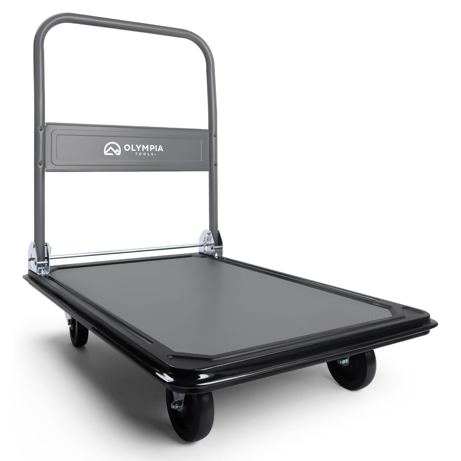 Olympia Tools Foldable Push Cart Dolly - 660 Lb. Capacity Heavy Duty Platform Truck with 360° Swivel Wheels (Gray/Blue)