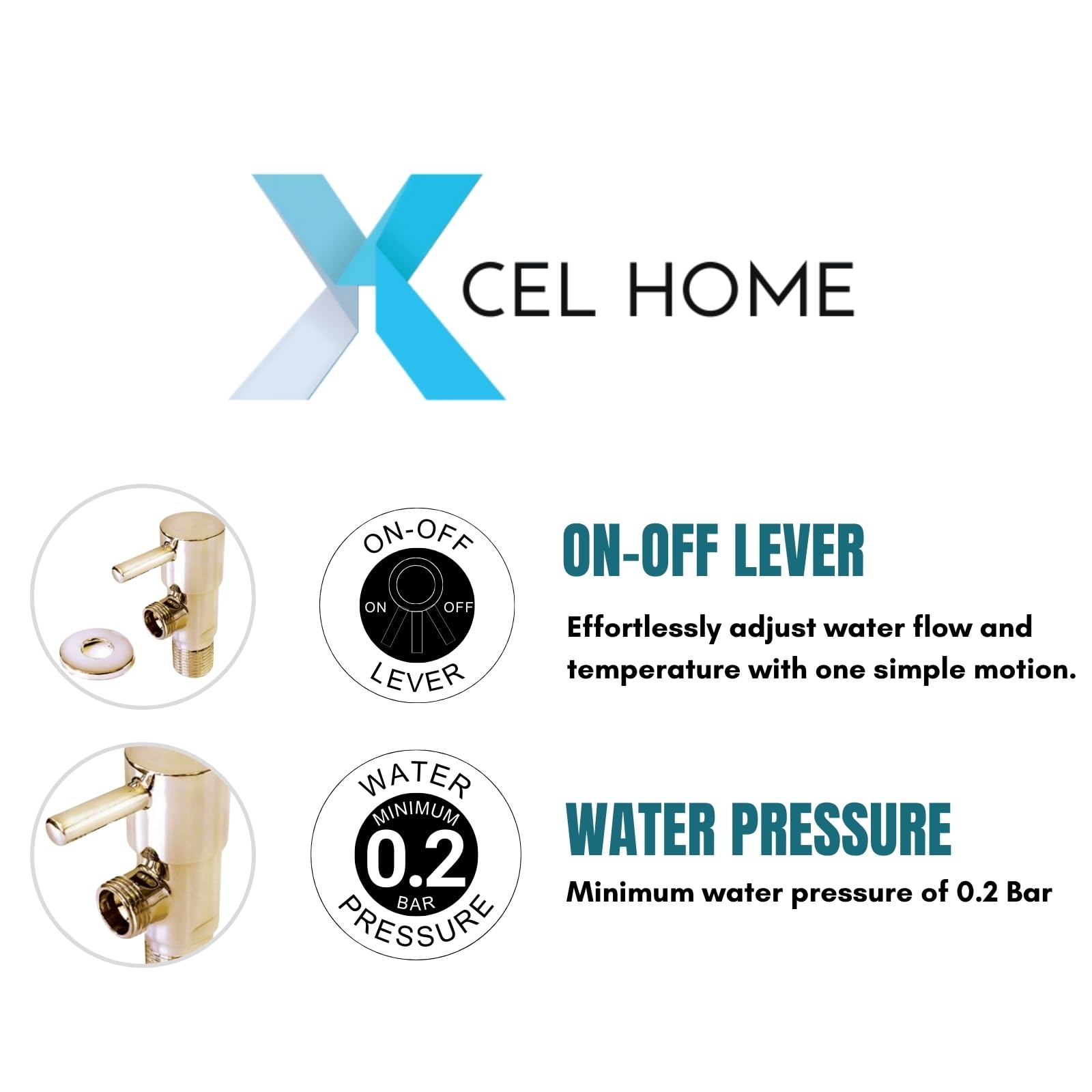 Brushed Gold Stop Valve - Premium Brass Construction - Elegant Water Flow Control for Bathroom and Kitchen - Image 3