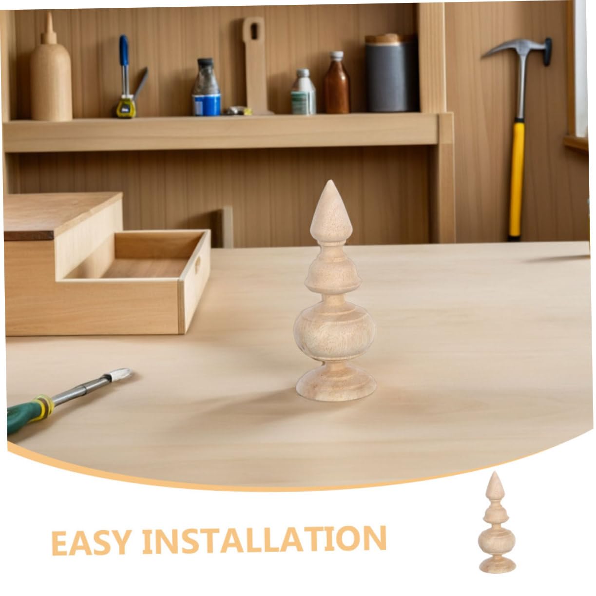 HOMSFOU Remates Decorativos y Barras de Cortina 2 Piezas de Madera sin Terminar Superficie Lisa y Tallado Fino para Postes de Cama para Decoración Interior DIY