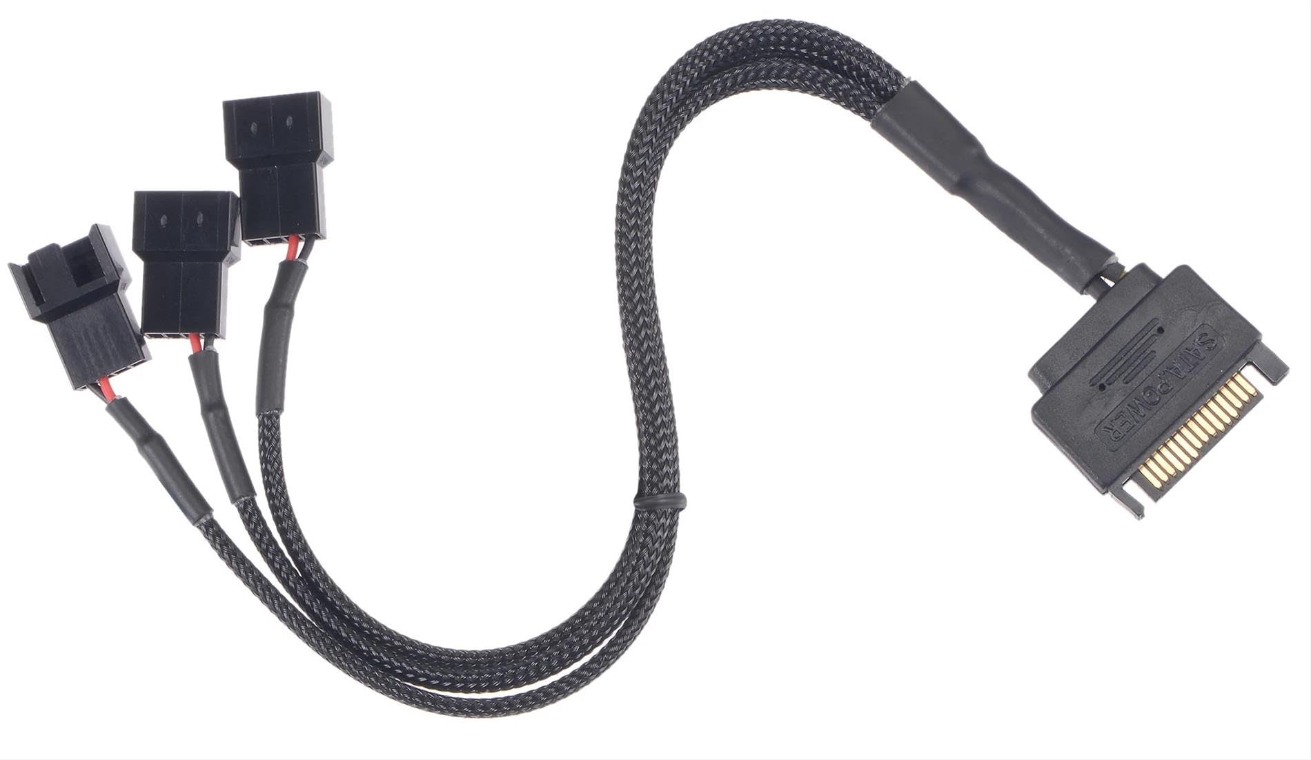 Lunatic 9745 Sata Power To Fan Çevirici 3 Port Y Pin PWM Çoklayıcı Splitter 30cm 24AWG Fan Kablosu, Bilgisayar anakartının CPU fanının güç sağlamak için SATA arayüzünü kullanması sağlamak