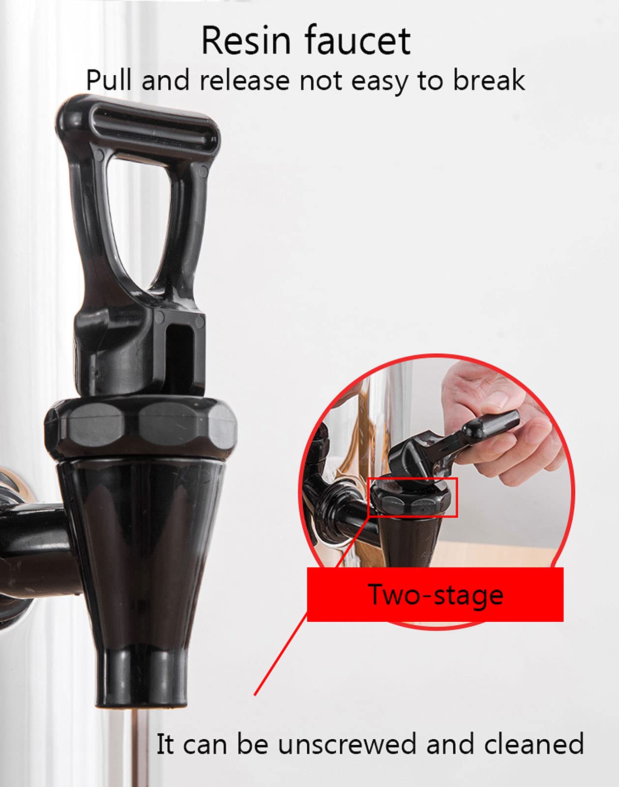 Dispensador térmico de bebidas con grifo y soporte, urna de acero inoxidable para agua caliente, café, leche, barril de aislamiento para bufé comercial, negro, 7.5 L