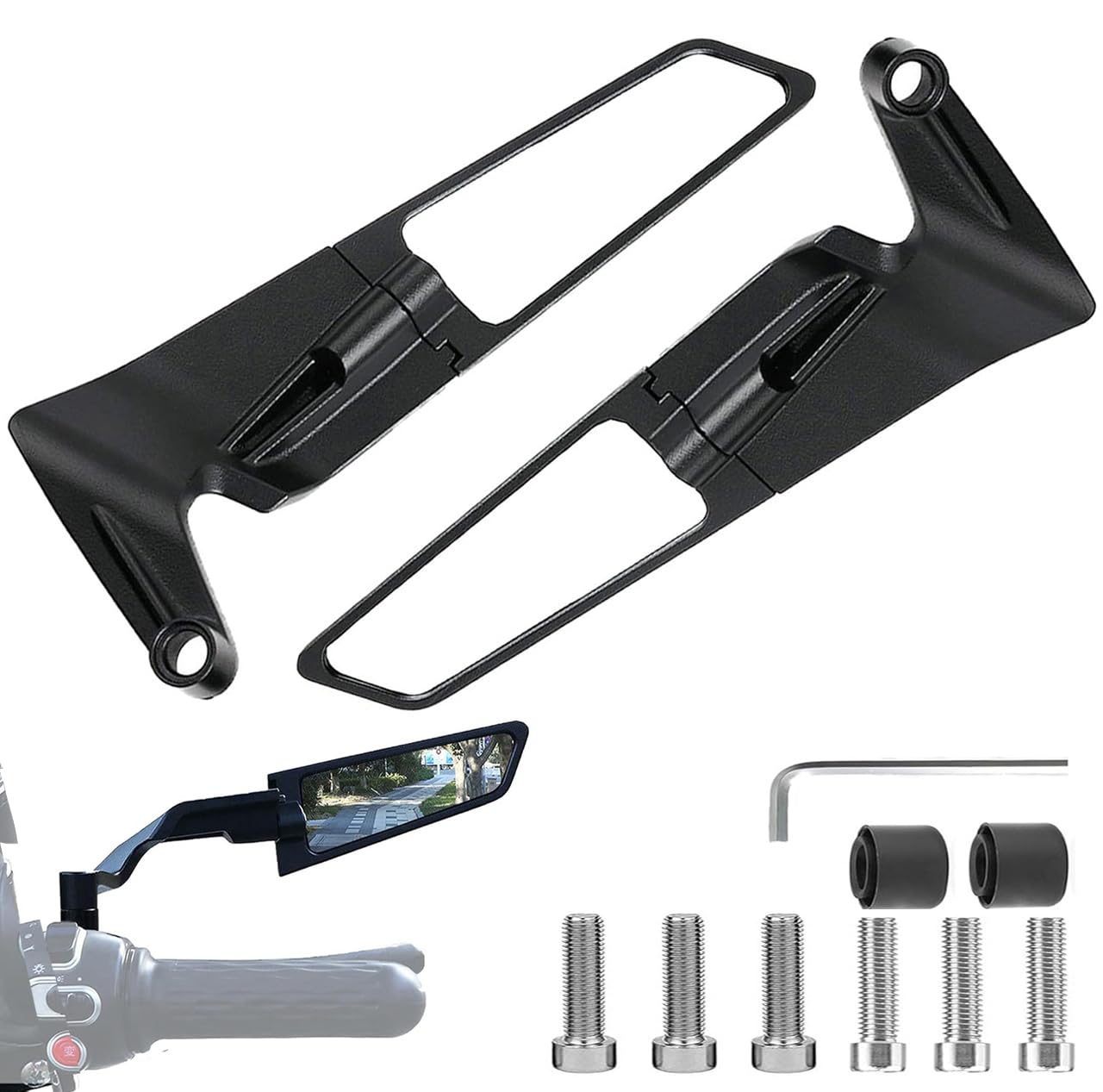 Motorbike Side Mirrors For Yamaha R R15 125 2021 2022 2023 2024 2025,Aluminium Alloy Adjustable Anti-Glare Stealth Wind Wing Motorcycle Rearview Handlebar Mirror Accessories,L