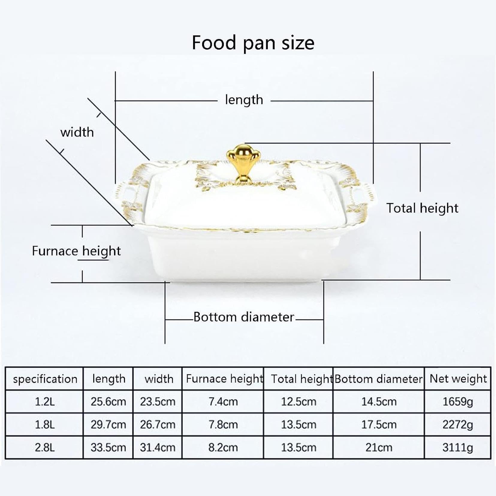 Servidor y Calentador de bufé para Catering - Juego de bufé con Placa calefactora de Acero Inoxidable, Calentador de Alimentos para Eventos con Tapa de Cristal y empotrable (Diamante Blanco,