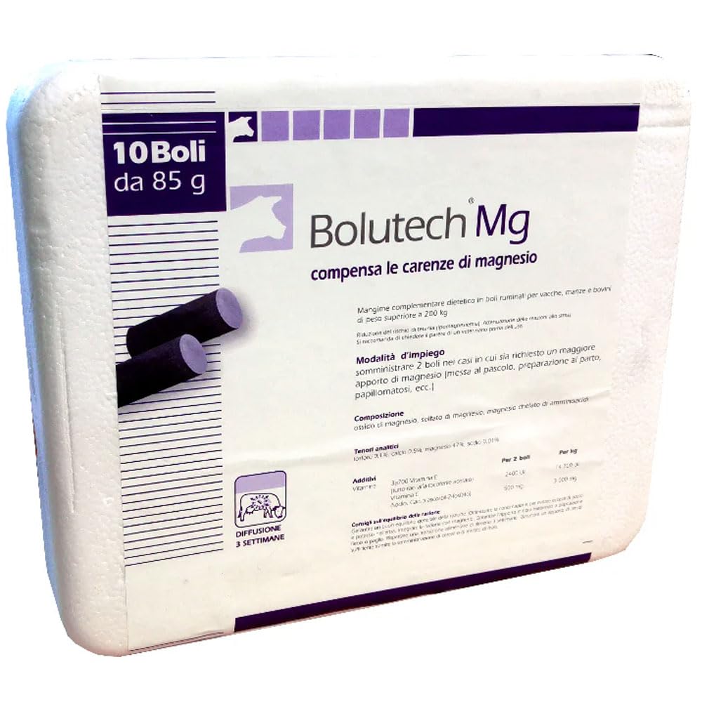Bolutech Magnesium 10x85g - Integratore Alimentare per il Supporto del Sistema Nervoso e Muscolare negli Animali, Formato Pratico e Facile da Usare
