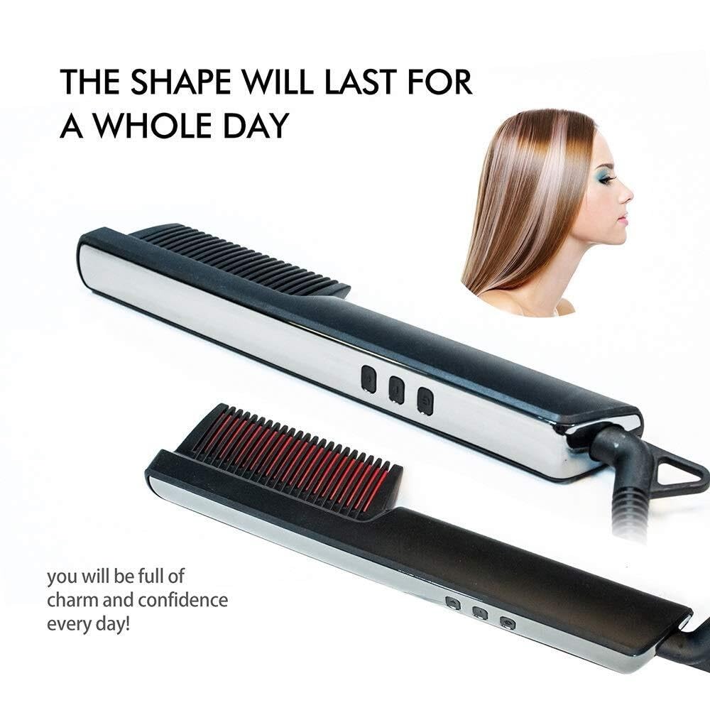 Prostownica do włosów Grzebień do brody Grzebień do włosów z powłoką antypoślizgową LCD Prostownica do włosów dla mężczyzn i kobiet Ceramic Roll Hot Comb Prostownica 360 stopni obrotowy