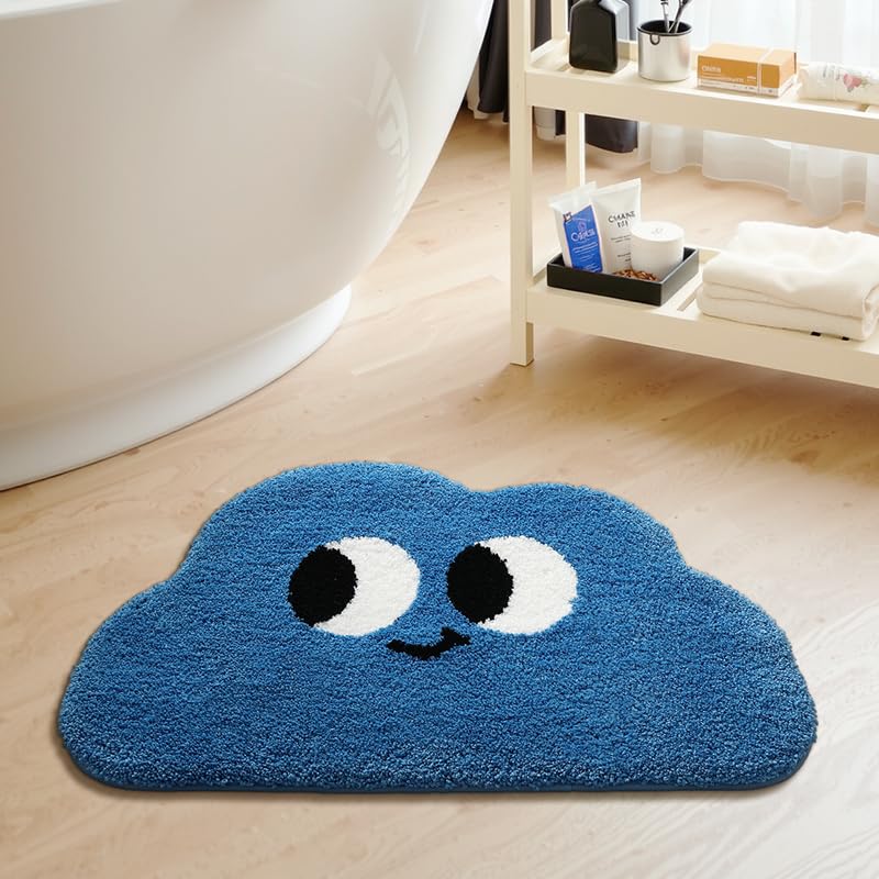Ankah Funny Face Bath Mat Bathroom Plush Shower Rugs Non-Slip Rubber Light-Weight Dries Fast Stain-Resistant and Easy-Care Versatile