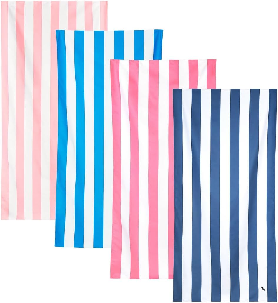 Dock & Bay Beach Towel - Quick Dry, Sand Free - Compact, Lightweight - 100% Recycled - Includes Bag - Set of 4 - Cabana Classics, Extra Large (200x90cm, 78x35)