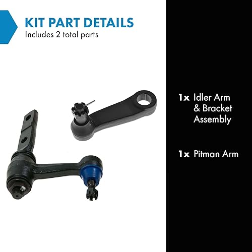 Miniatura 81 de TRQ Kit de dirección del lado del conductor y del pasajero, brazo tensor y soporte de montaje Pitman Arm compatible con Chevrolet GMC 88-92