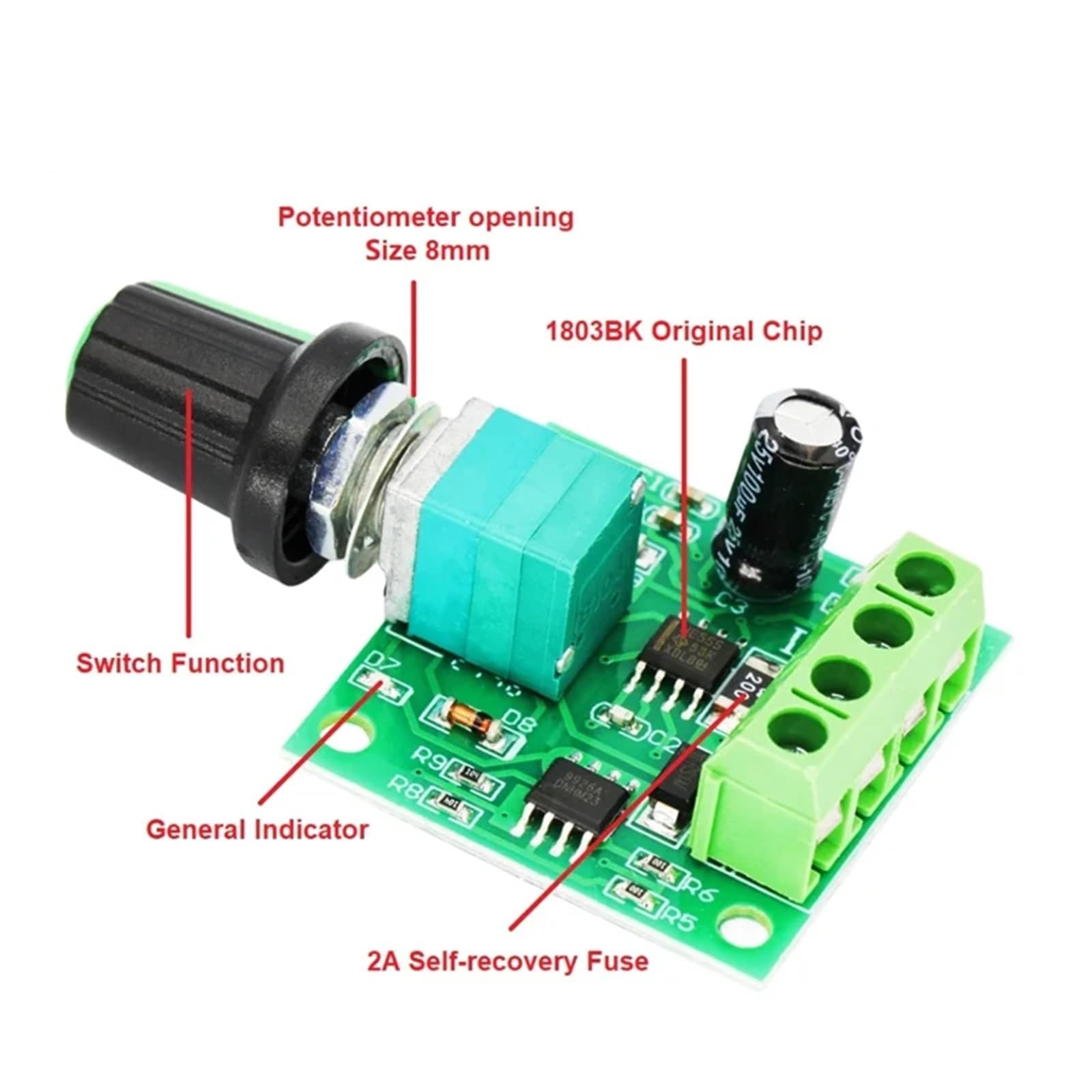 Sterownik silnika krokowego, 10 szt. DC 1,8 V 3 V 5 V 6 V 12 V 2 A regulator prędkości silnika PWM, przełącznik niskiego napięcia, regulowany moduł napędowy do routera CNC