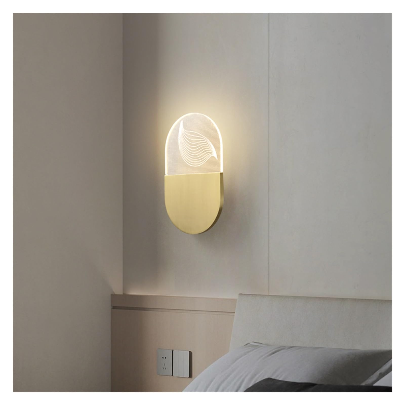 ZTCHSENZT All Copper Living Room LED Wall Lamp Villa Cloakroom Corridor Study Bedroom Bedside Bathroom Acrylic Lamp Chandelier,Gold-Cool White