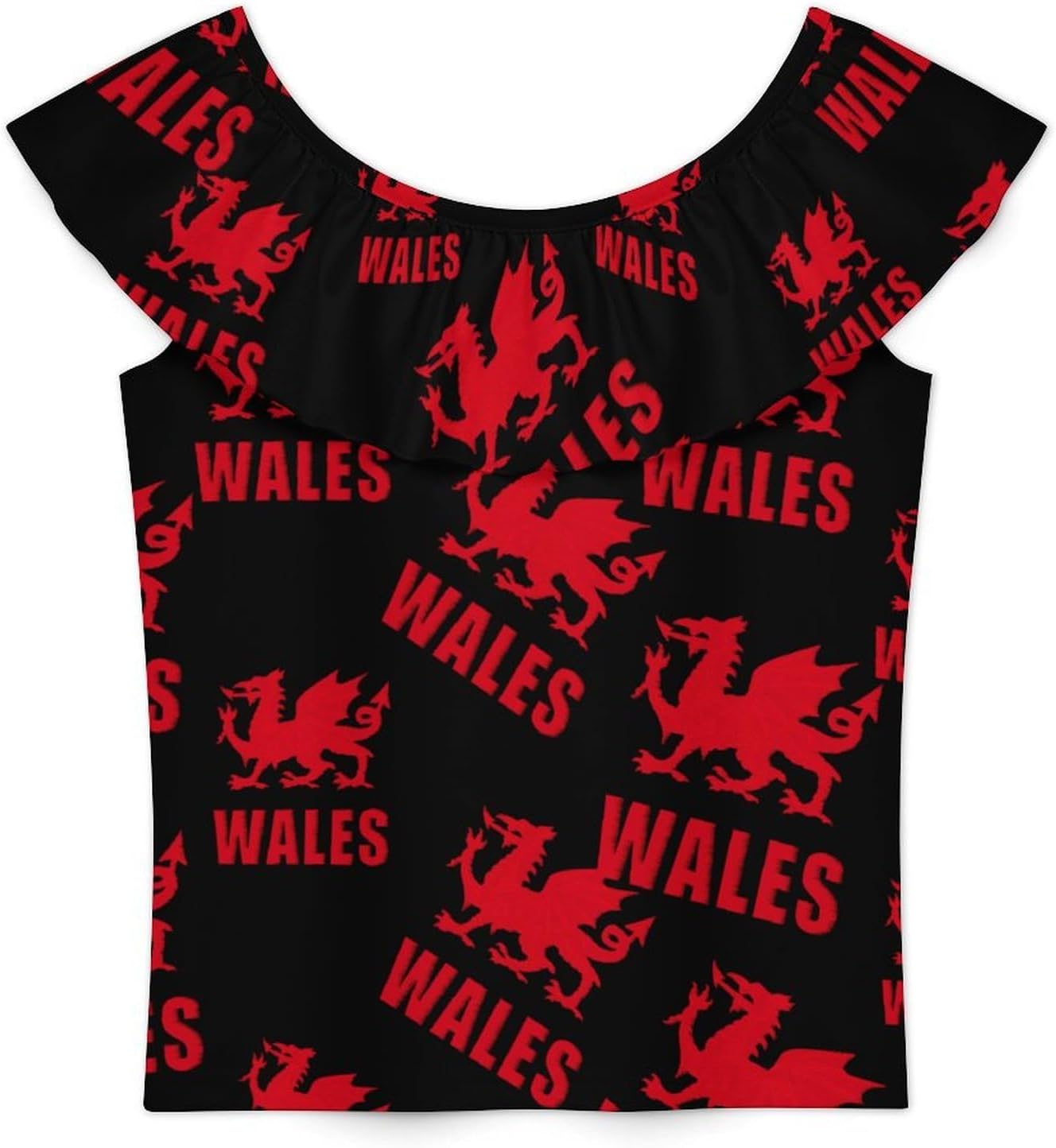 Wales Welsh Dragon Girls T-Shirts Top Ruffle Short Sleeve Blouse Casual Graphic Tees