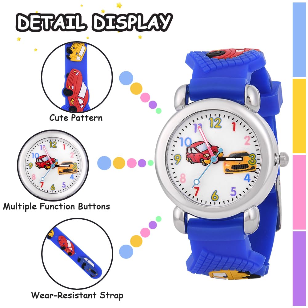 OFFCUP Reloj de Infantil, Reloj de Pulsera Analógico para Niños Niña, Relojes de Pulsera de Silicona para Niños, Relojes de Cuarzo Niña con Lindo Dibujos en 3D, para Niños 3-11 Años