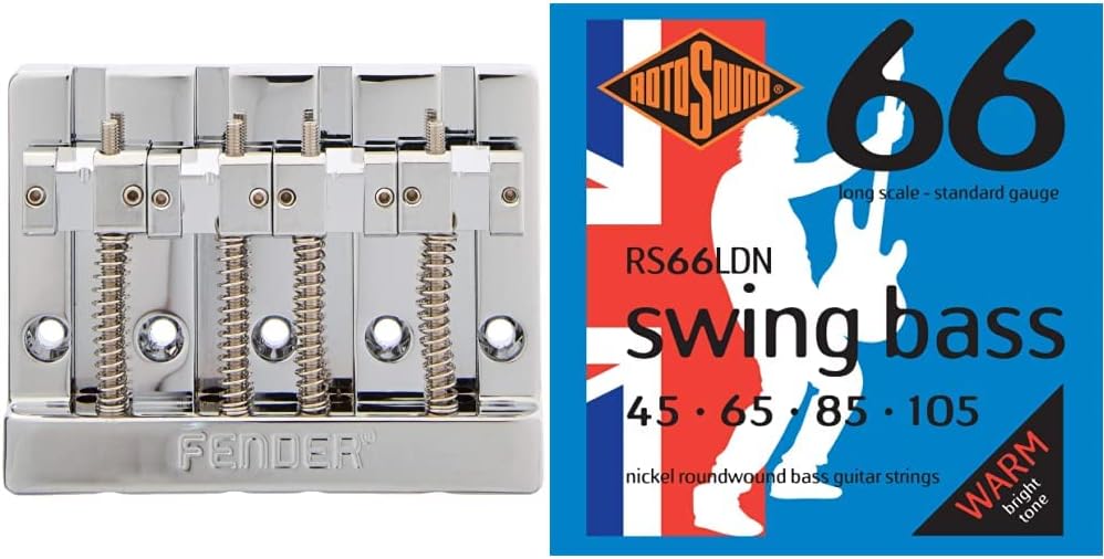 Fender HiMass 4String Bass Bridge Assembly with Brass Saddles Chrome