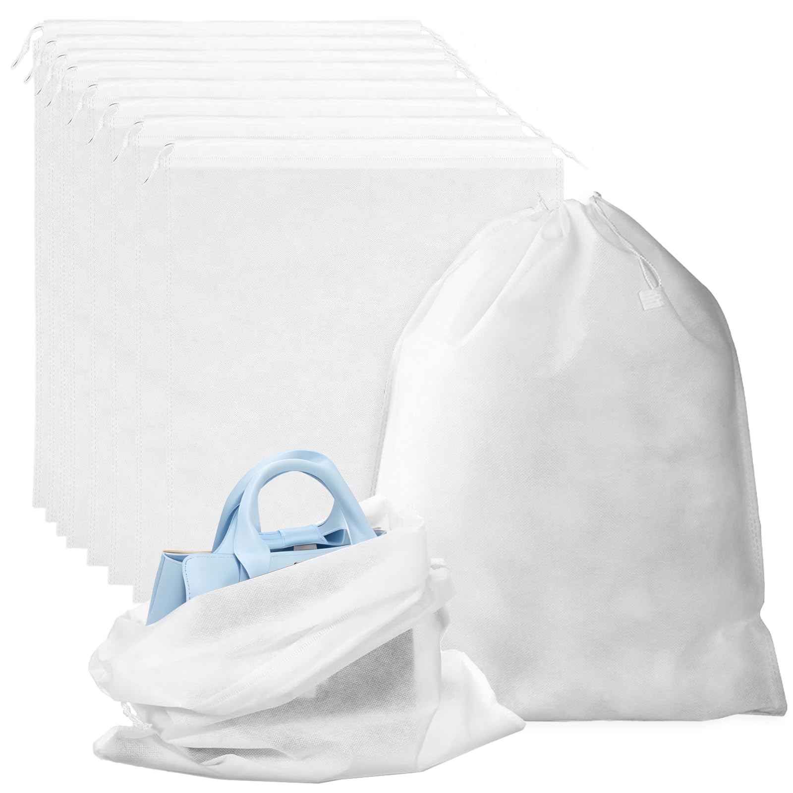 Meunhy White 8 Pcs Dust Bags For Handbags, Versatile Handbag Storage Solutions, Drawstring Purse Dust Bags, Breathable & Durable Storage For Shoe Purses Cloth, 40X50cm