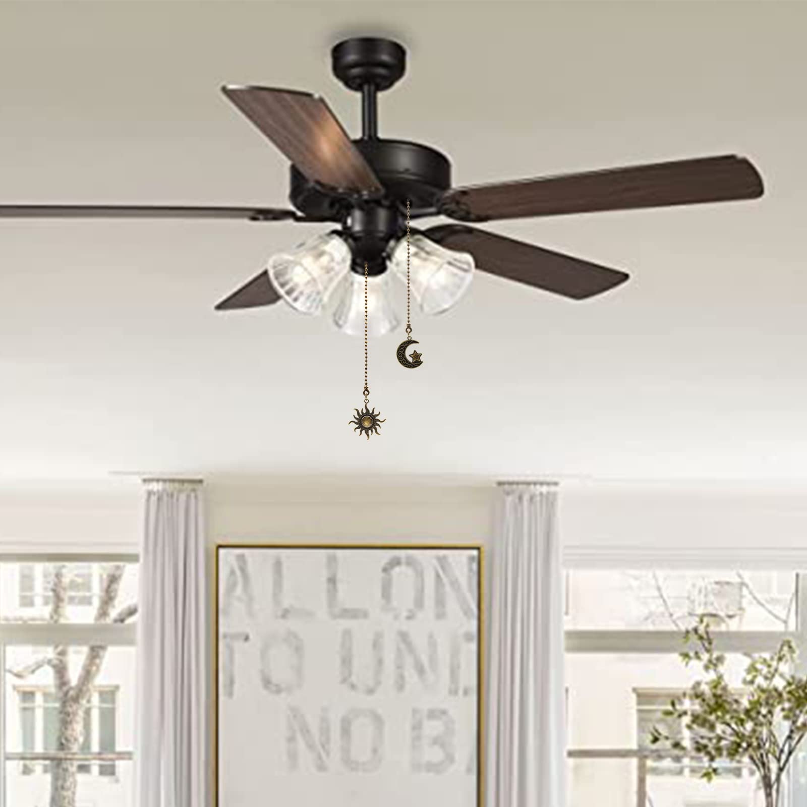 Bronze Ceiling Fan Pull Chain - Sun & Moon Design -3 Bronze Ceiling Fan Pull Chain - Sun & Moon Design -3