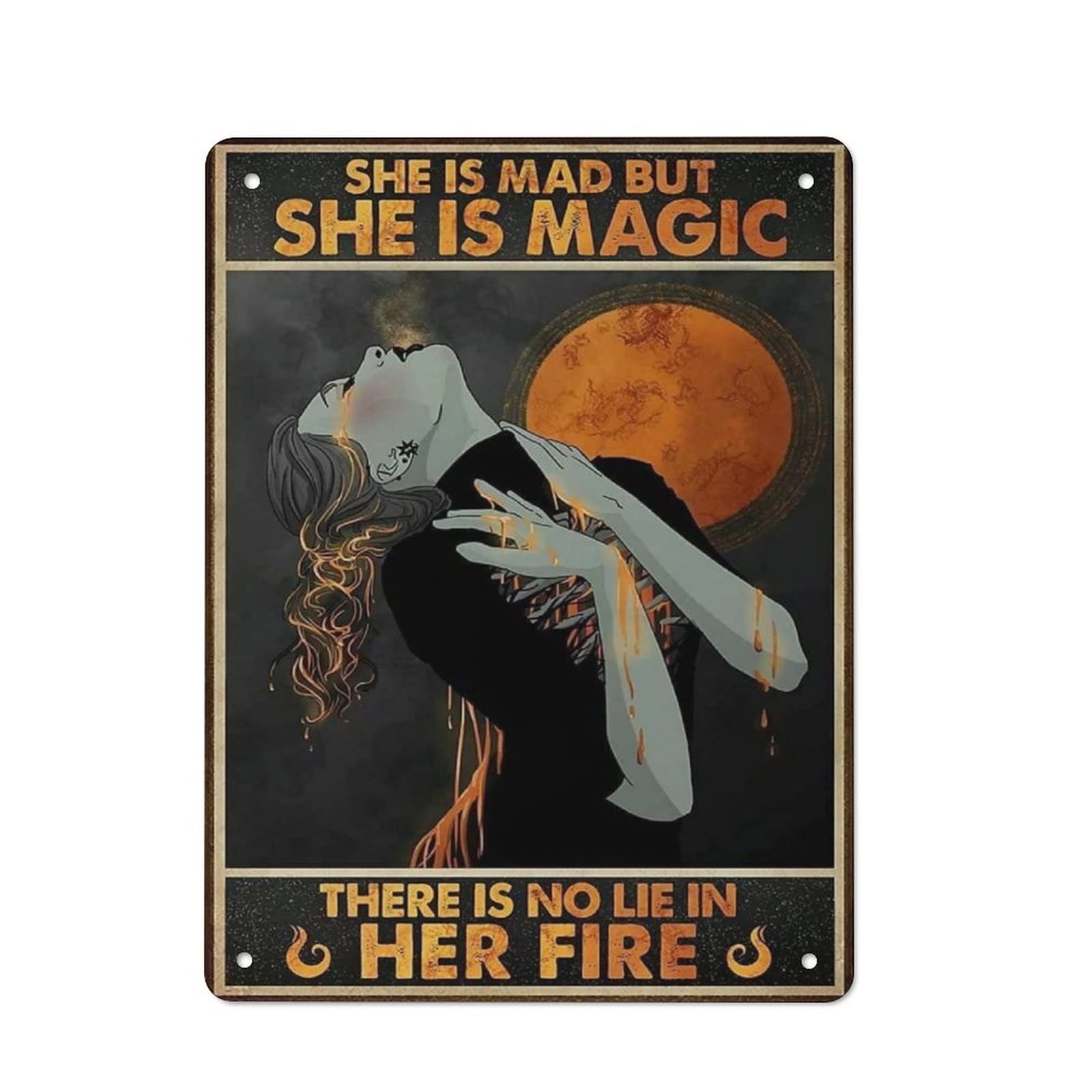 AOOEDM She Is Mad But She Is Magic Metal Tin Sign for Home Bar Pub Kitchen Wall Art Deocr Man Cave Vintage Metal Sign Poster Plaque Signs Quotes Sign
