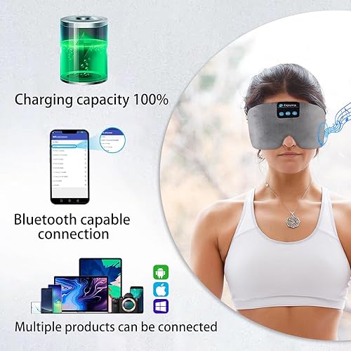 Miniatura 2 de SYPVRY - Máscara de ojos suave para dormir con auriculares Bluetooth, auriculares inalámbricos SYPVRY para los ojos, con diadema para dormir,