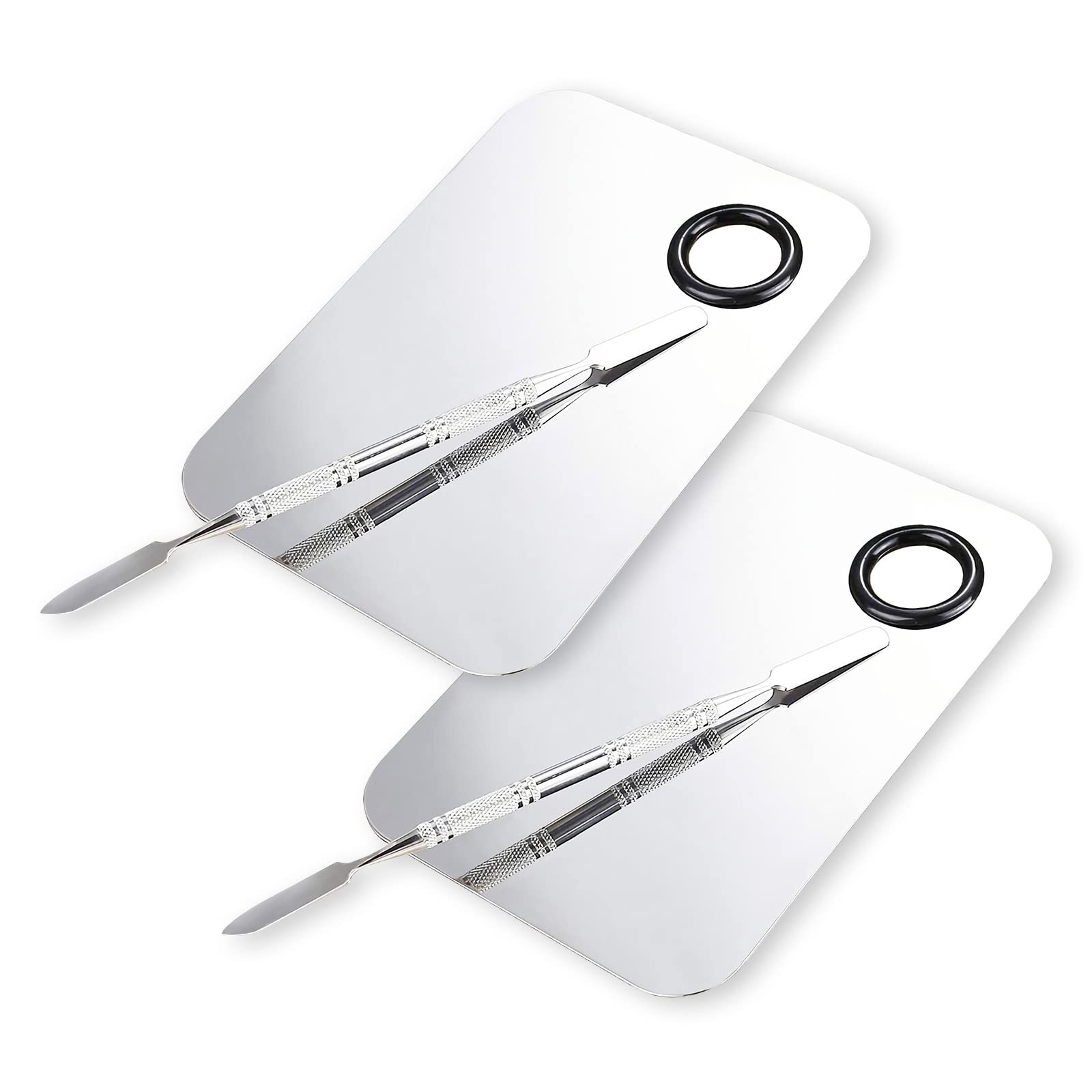 ALIOBC Makeup Mixing Palette, Upgrad Stainless Steel Metal Foundation Palette with Spatula Artist Tool for Mixing Foundation Nail-Art, Size 4.5x2.9 in