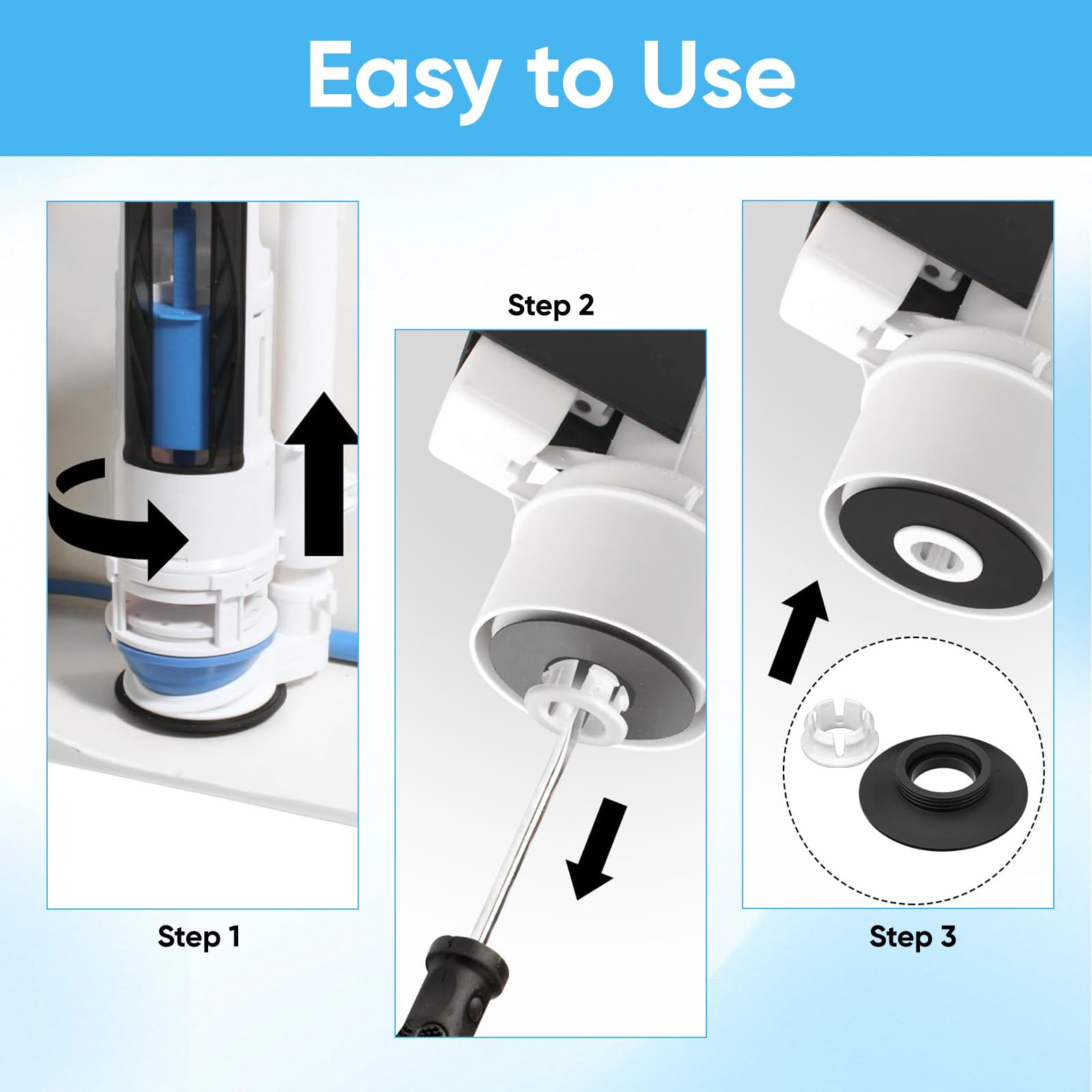 Ideal Standard Flush Valve Seal, 3 Pack Toilet Flush Valve Seal & Clip, Replacement for SV01967 - Image 3