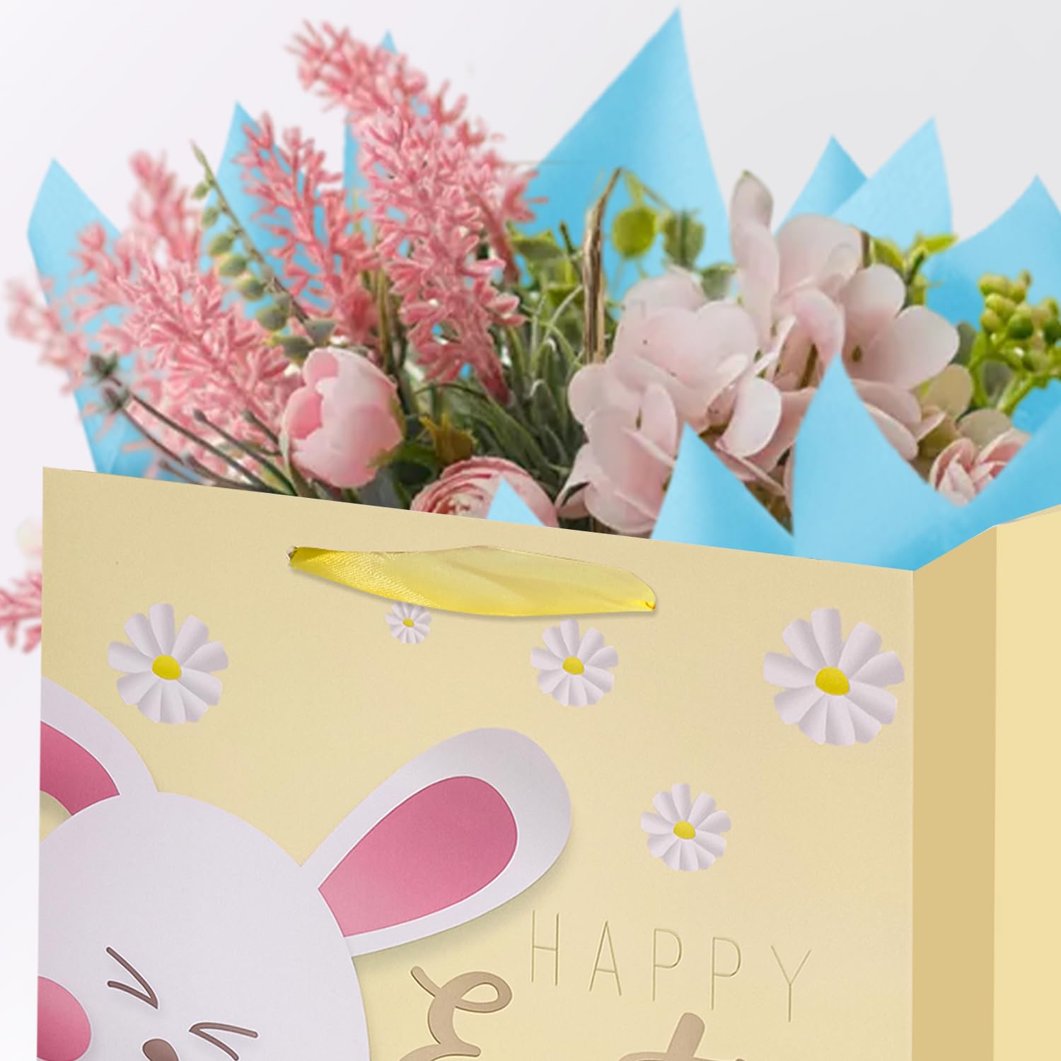 Colodeol 4 Pack Extra Large Easter Gift Bags - 16" Bags With Handles & Tissue Paper, 4 Designs